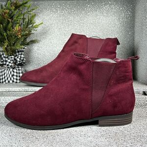 White Mountain Burgundy Faux Suede Ankles Boots Shoes Size 8